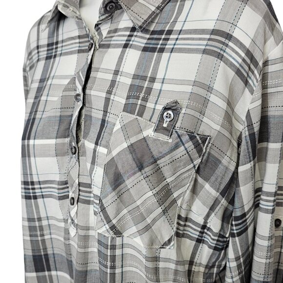 Kuhl Womens Spektra Plaid Top Roll Sleeve Size  Large Tencel - Picture 5 of 9